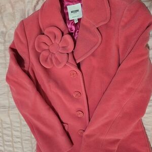 Moschino Women's Pink Blazer with Floral Accent